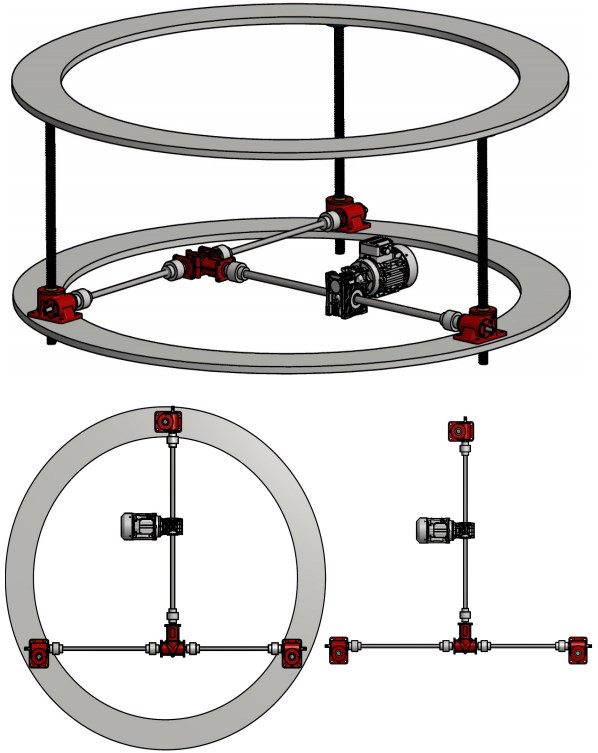 PG5-P1-F1-V-A-X-500 Plain End Stage Lifting Triaxial Load Lifting System Screw Jack for Construction