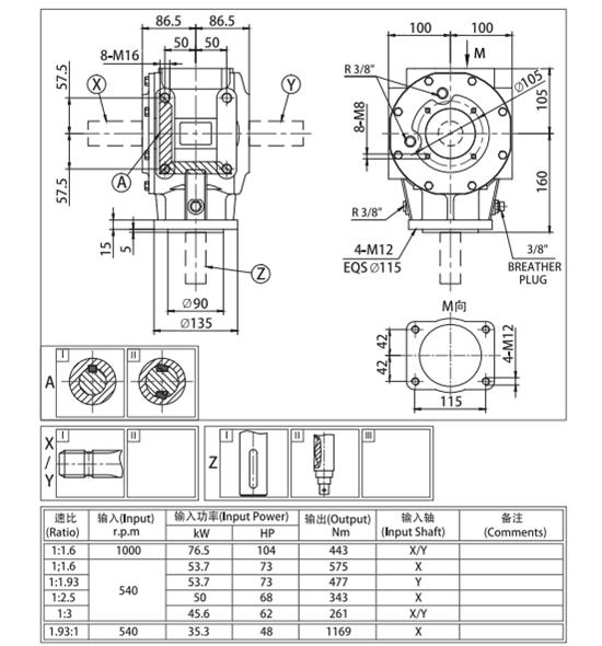 Agricultural Right Angle Variable Speed Gearbox for Flail Mower