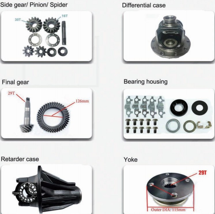Customized Rear Differential Parts Accessories Fit for Toyota Haice H200 R With Side Final Gear Pinion Spider Retarder Case Yoke