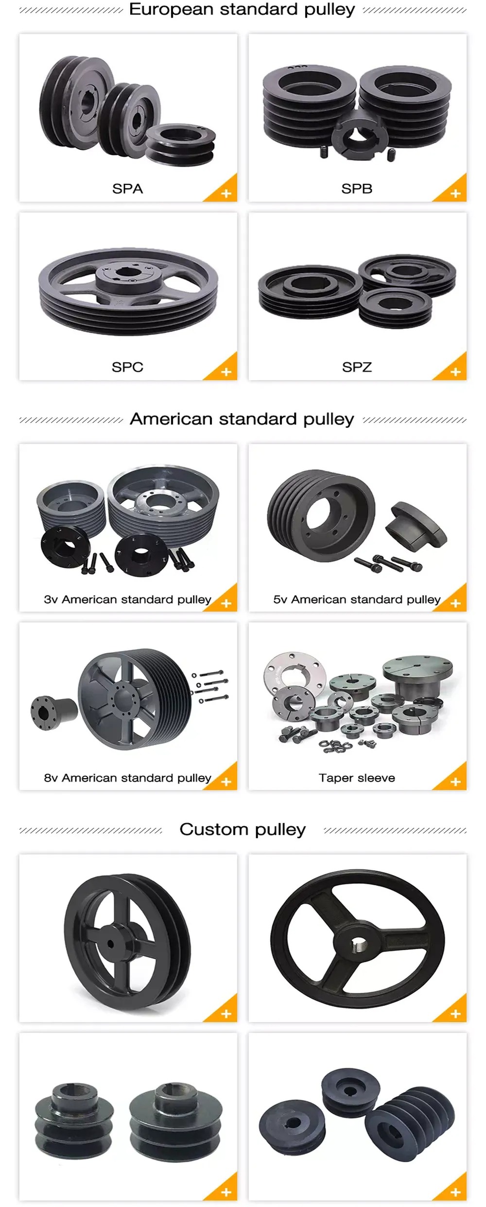 American Standard 3TC Series Cast Iron Sheaves Pulley With Split Taper Bushings for Use With All C Section Belts