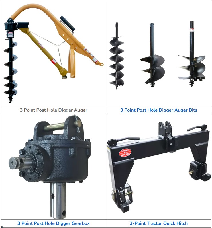Model 400 3-Point Post Hole Digger for Compact/Sub-Compact/Cat 0 Tractors Drill for Planting & Agriculture Applications