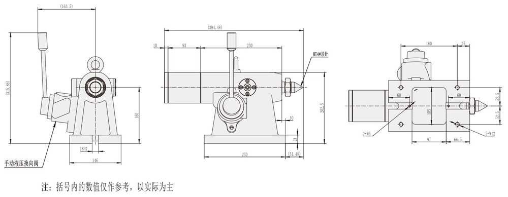 Hydraulic Thimble Tailstock Dimensional Drawing Cnc Machining Center Accessories Products