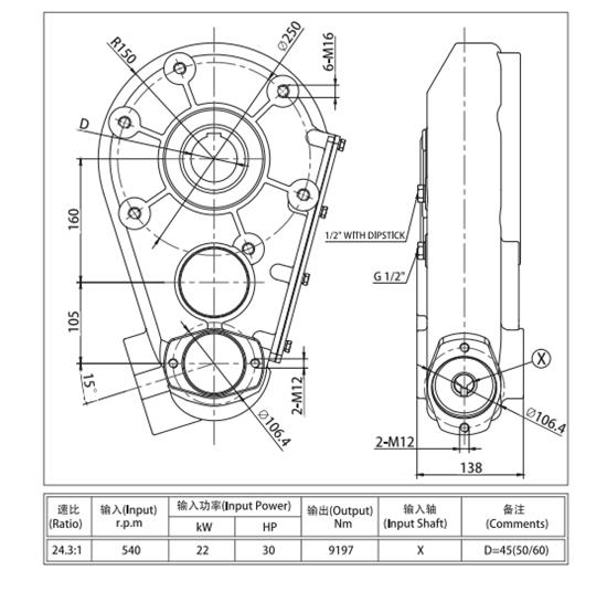 Right Angle Pto Agriculture Farm Tractor Crop Treatment Soil Preparation Manure Spreader Agricultural Gearbox