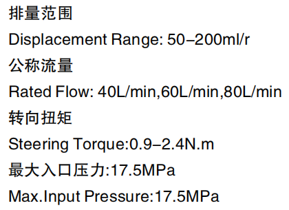 BPBS5+VLSA40.60.80 Series Hydraulic Steering Units Max.Input Pressure 17.5MPa with Priority Valve Hydraulic Motors for Sale