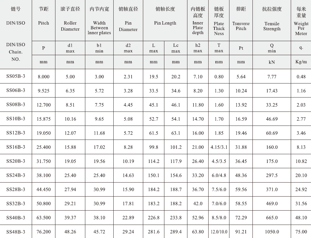 SS16B-3 B Series Stainless Steel Short Pitch Precision Triplex Roller Chain and Sprockets in Steel