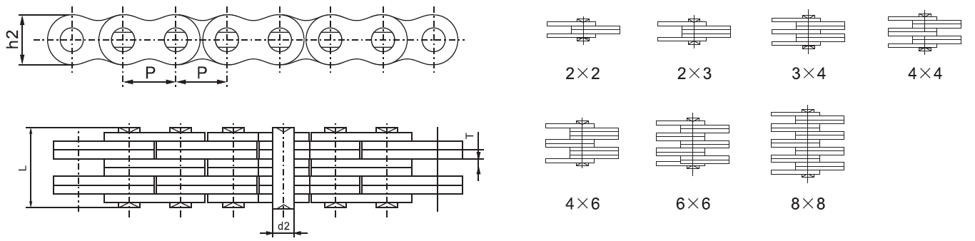 AL Series Stainless Steel Leaf Chain and Sprockets SSAL1422/1444/1466 in Steel for Transmission Chains