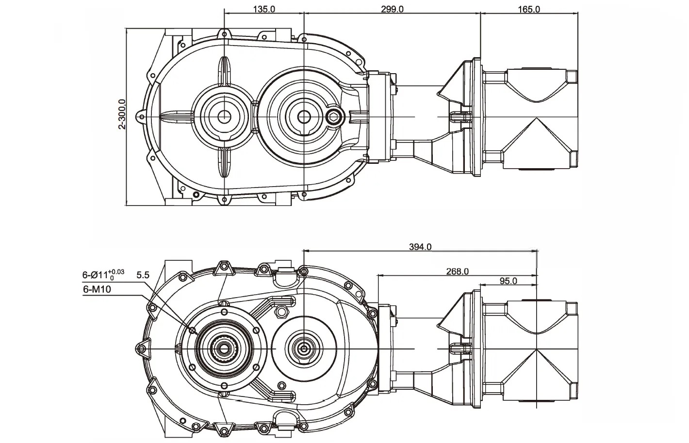 Forage Harvester Speed Reducer Gear Drive Silage Machine Gearbox for German Champion Four Disc (Type 3500)
