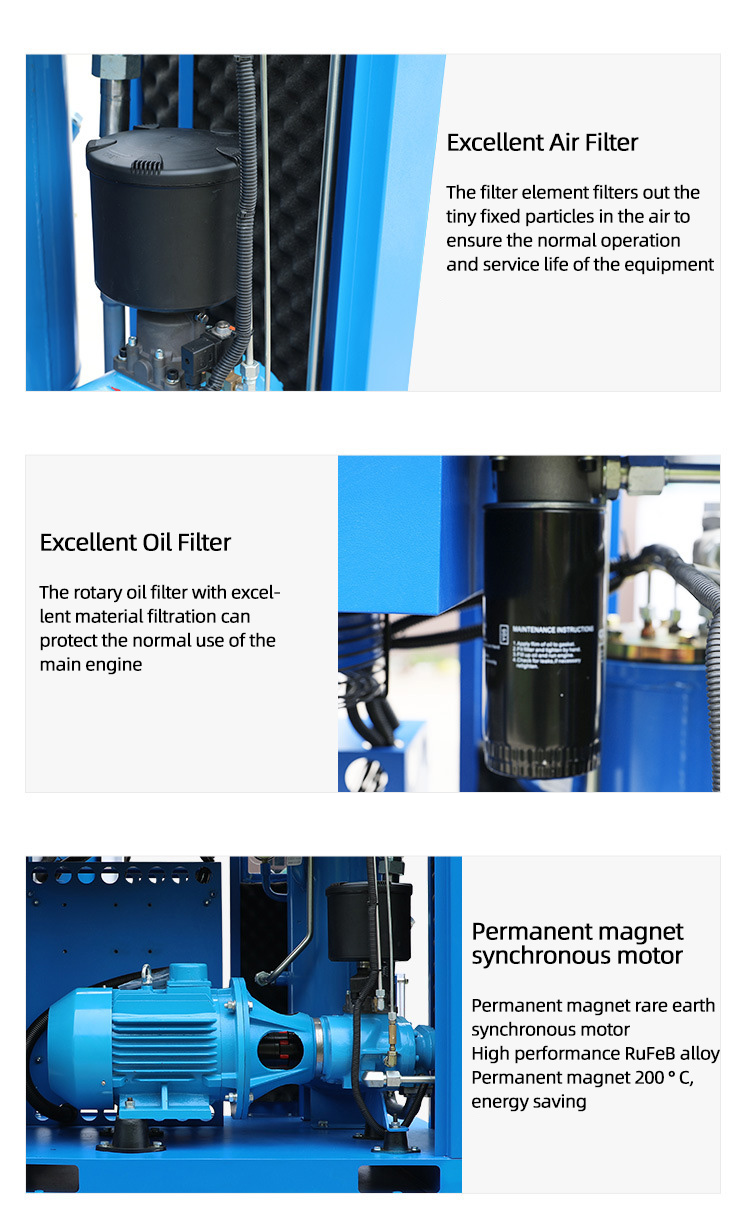 Good Quality Low Noise 4kw 5.5kw 7.5kw 11kw Mini Portable Electric Rotary Air Compressor With Dryer Cheap Screw Air Compressor