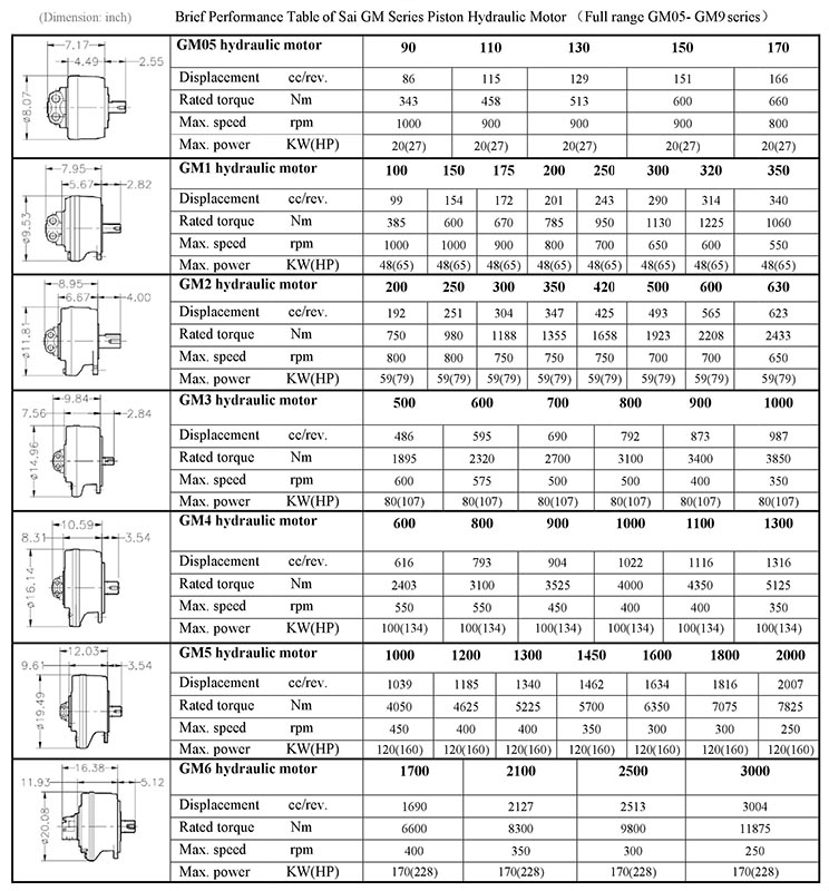 Quality Radial Hydraulic Piston Motor Sai GM Series GM05 GM1 GM2 GM3 GM4 GM5 GM7 GM9
