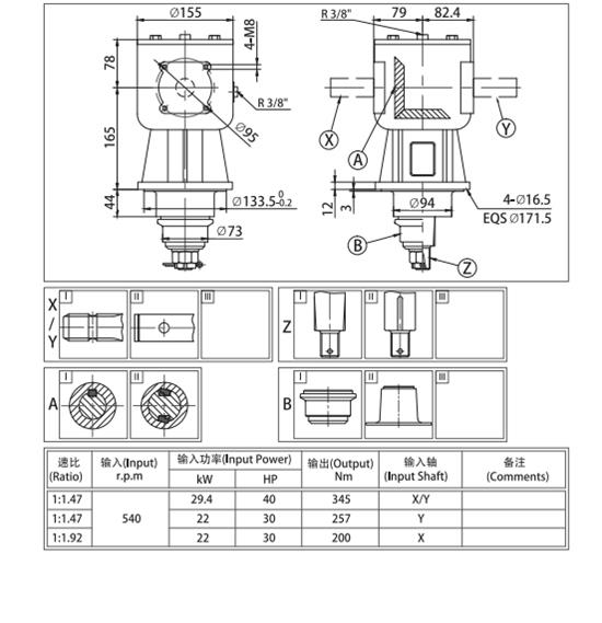 Agricultural Gearbox 90 Degree Farm Pto Right Angle Tractor Slasher Rotary Tiller Pga Feeder Mixer Earth Auger  for Sale