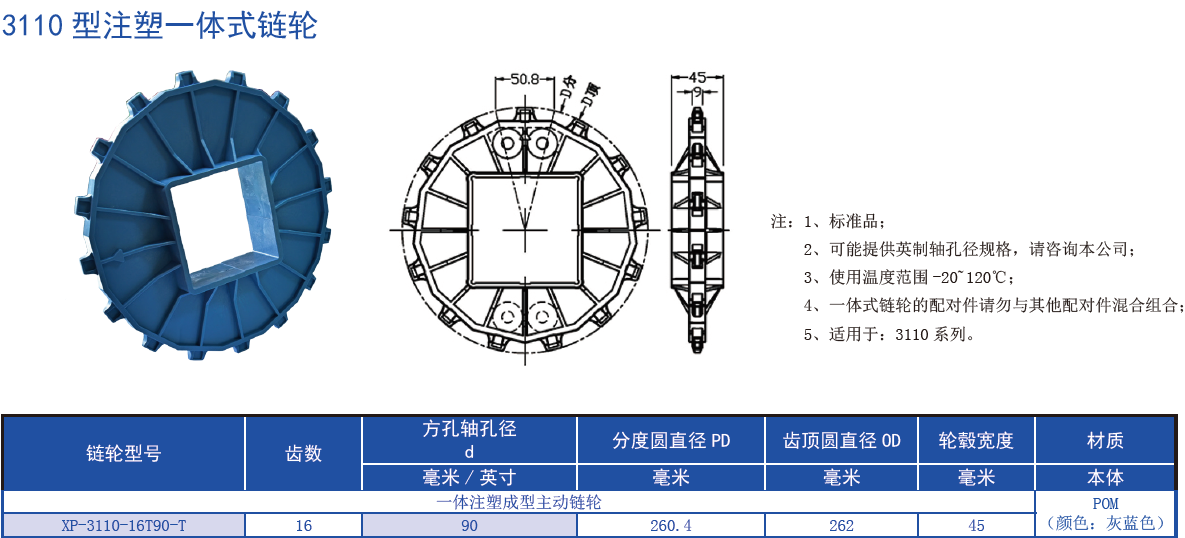 3110 Series 50.8mm Pitch Flat Top Leaf Chain Network Plastic Chain for Sale
