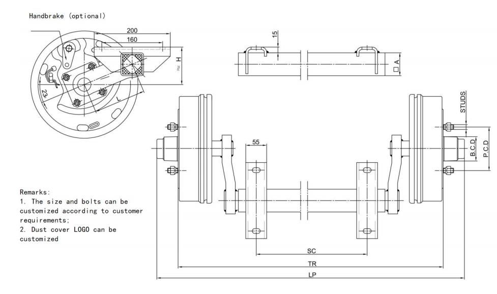 EPT Round Axle Wheelbase 2200 Without Brake Trailer Axle Load 1000kg for Sale
