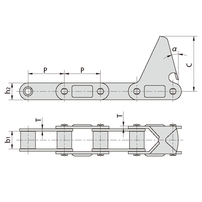 CA550-C6E CA550-C11E CA550-C11EJ CA550-C13E CA550F4-C6E  Agricultural Steel Conveyor CA550 Roller Chains with Attachment