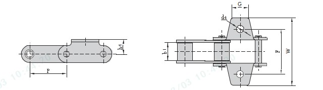 CA557 Chains CA550F2 CA550K1F1 CA550K1F2 CA550K25 CA557K1 CA550VK1 CA550VK1F1  Steel Agricultural Chain With F2 Attachment
