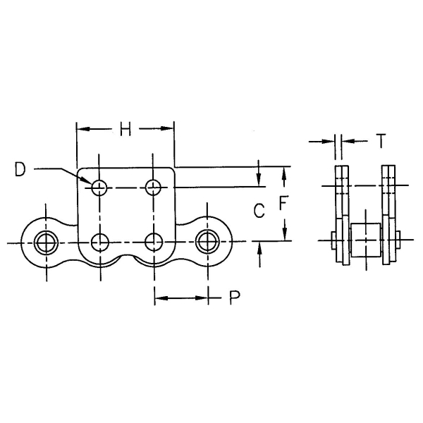 Ansi Standard 35* 40 50 60 80 Straight Two Holes Wm-35-2 WM-2 Attachment Roller Chain