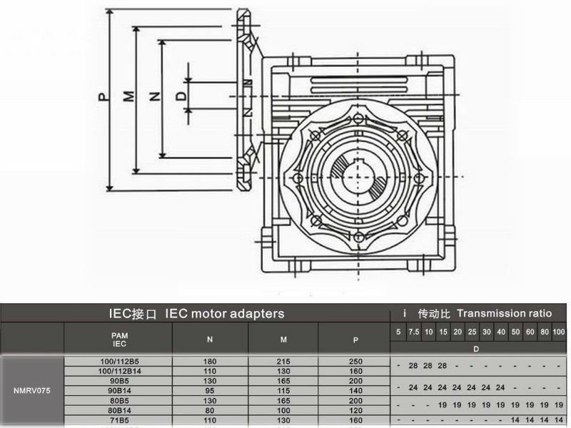 High Quality Electric Motor Reduction Nmrv 050 1 50 Ratio Reducer Worm Gearbox Gear Box for Transmission Equipment
