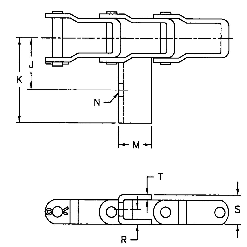AL662-G50 & AL667X-G50 Agricultural Steel Pintle Chains with G50 Attachment Transmission Chains Product