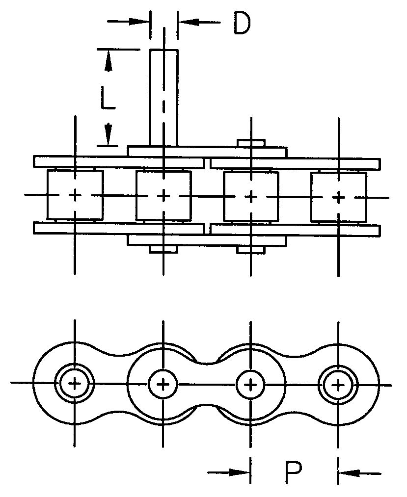Ansi Standard Extended Pin D-1 D-3 Attachment Roller Chain
