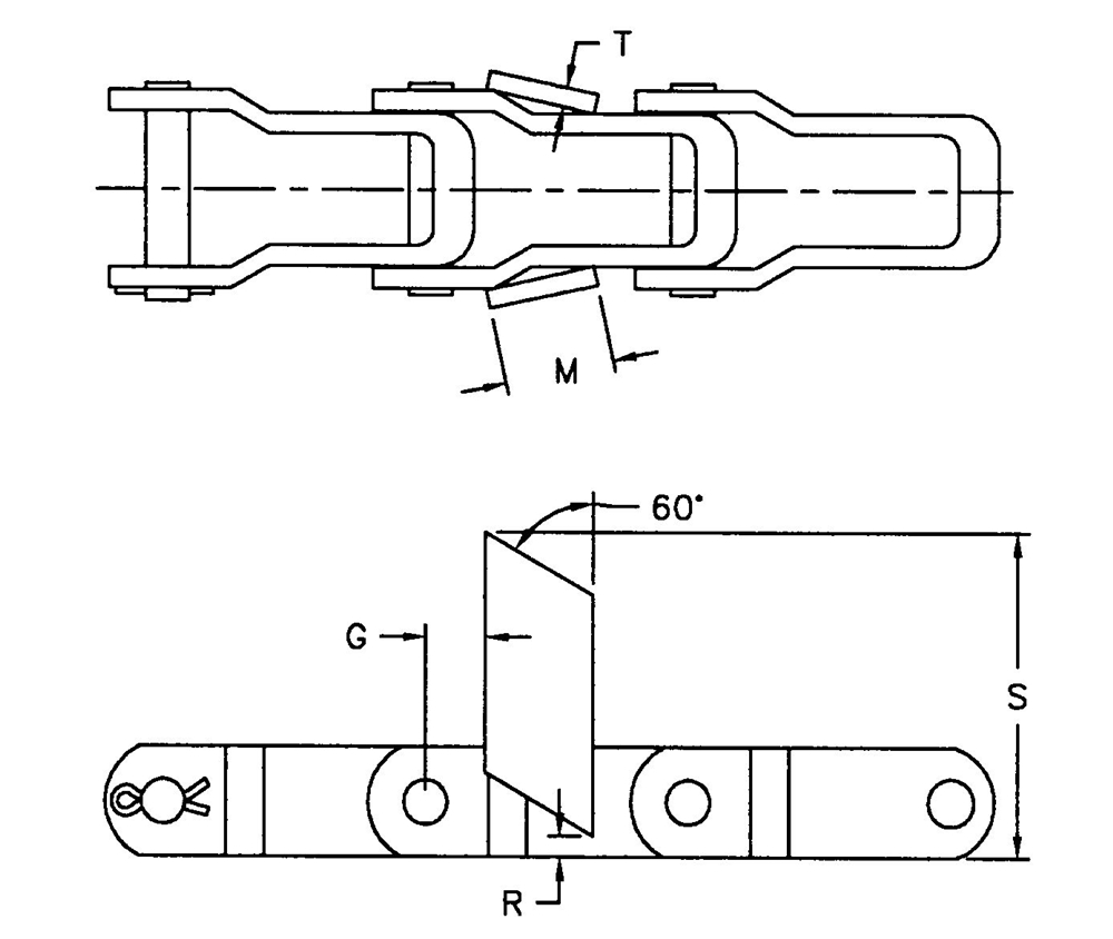 AL667X-HB4 and AL88K-HB4 Agricultural Steel Pinion Chains with HB4 Attachments Transmission Chains Product