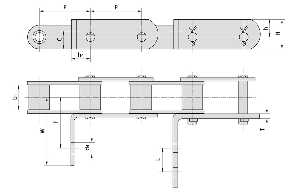 CA550-GX CA550-G27 CA550-G27S   Agricultural Steel Conveyor CA550 Roller Chains With Attachment
