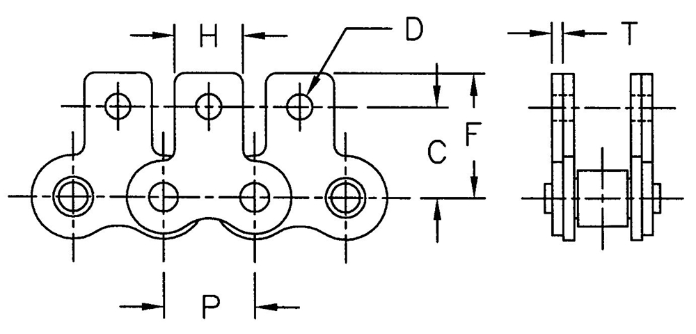 Ansi Standard Straight One Hole Side M-35 SA-1 Attachment Roller Chain