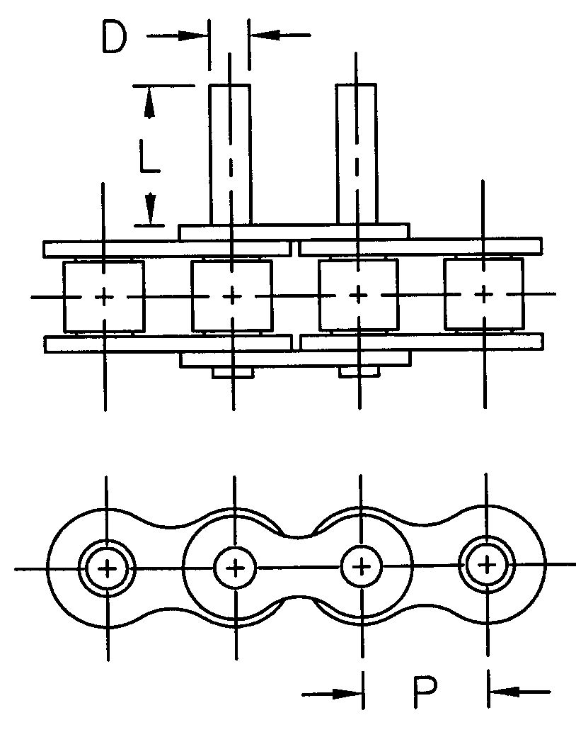 Ansi Standard Extended Pin D-1 D-3 Attachment Roller Chain
