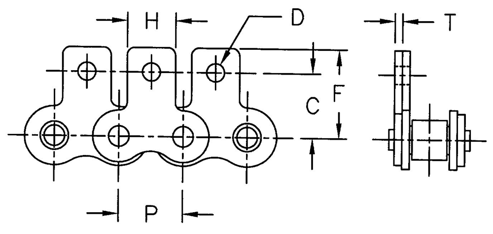 Ansi Standard Straight One Hole Side M-35 SA-1 Attachment Roller Chain