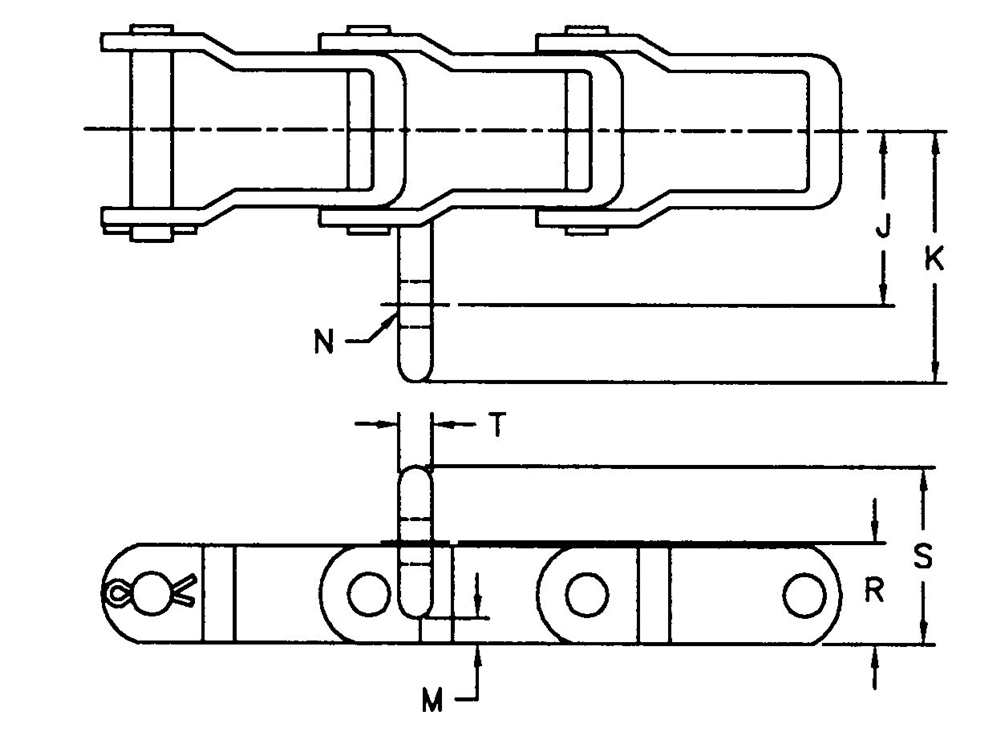 AL662-G30S Agricultural Steel Pintle Chain with G30S Attachment for Transmission Use
